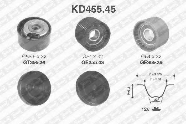 Комплект ременя ГРМ SNR KD455.45