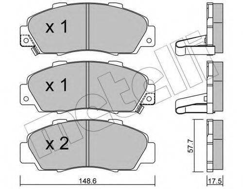 Комплект гальмівних колодок, дискове гальмо METELLI 22-0298-0