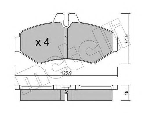 Комплект гальмівних колодок, дискове гальмо METELLI 22-0572-0