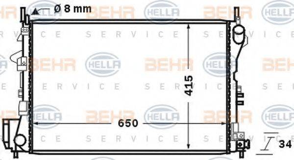 Радіатор, охолодження двигуна HELLA 8MK 376 726-751