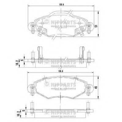 Комплект гальмівних колодок, дискове гальмо NIPPARTS J3602113