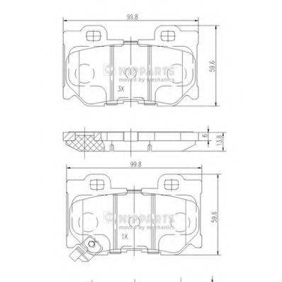 Комплект гальмівних колодок, дискове гальмо NIPPARTS N3611053