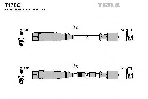 Комплект дротів запалення TESLA T170C