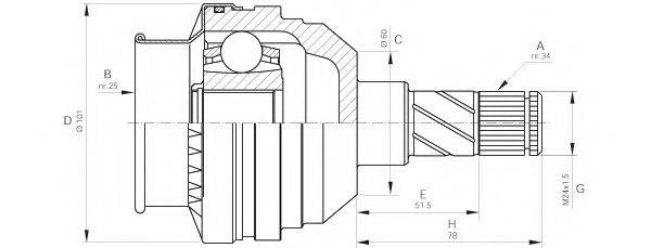 OPEN PARTS CVJ540520 Шарнірний комплект, приводний вал