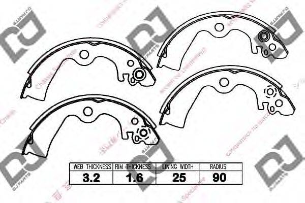 DJ PARTS BS1124 Комплект гальмівних колодок