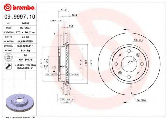 Гальмівний диск BREMBO 09.9997.10