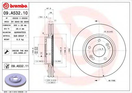 Гальмівний диск BREMBO 09.A532.10