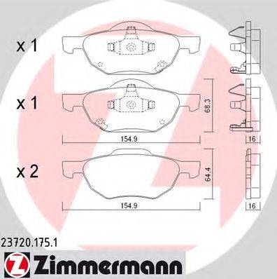 Комплект гальмівних колодок, дискове гальмо ZIMMERMANN 23720.175.1