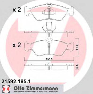 Комплект гальмівних колодок, дискове гальмо ZIMMERMANN 21592.185.1