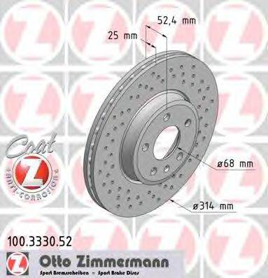 Гальмівний диск ZIMMERMANN 100.3330.52